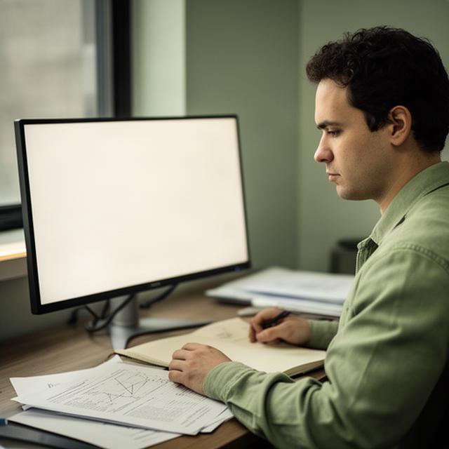 Baheru Bhuiyaan reviewing AI benchmark notes beside a monitor in a Youngstown workspace